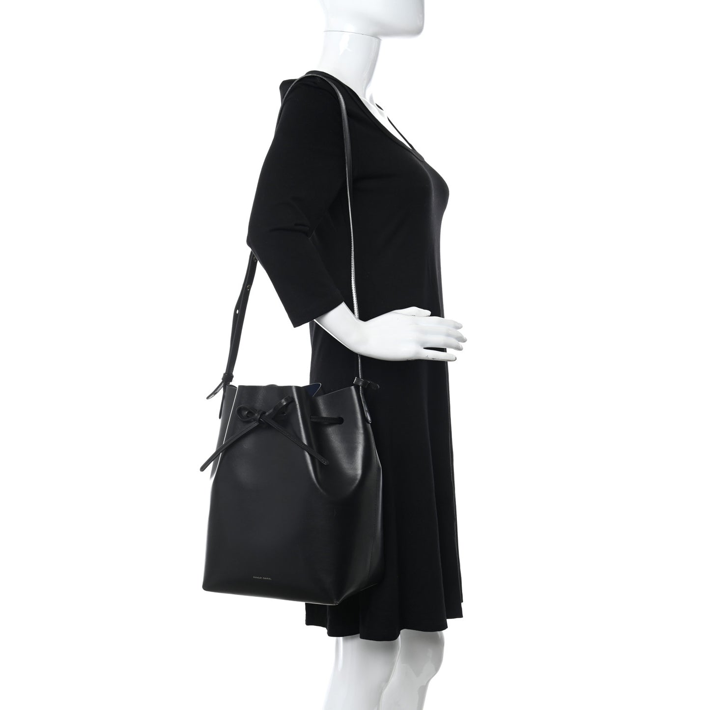 Vegetable Tanned Calfskin Bucket Bag Black Royal