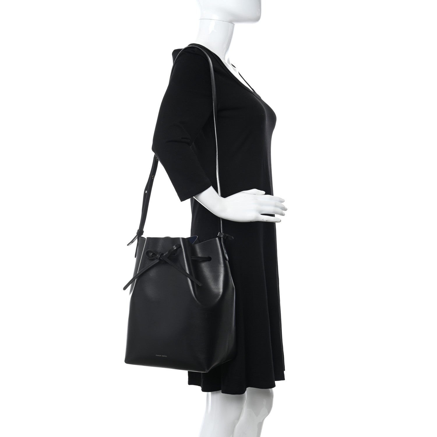 Mansur Gavriel Vegetable Tanned Calfskin Bucket Bag Black Royal 2 of 12