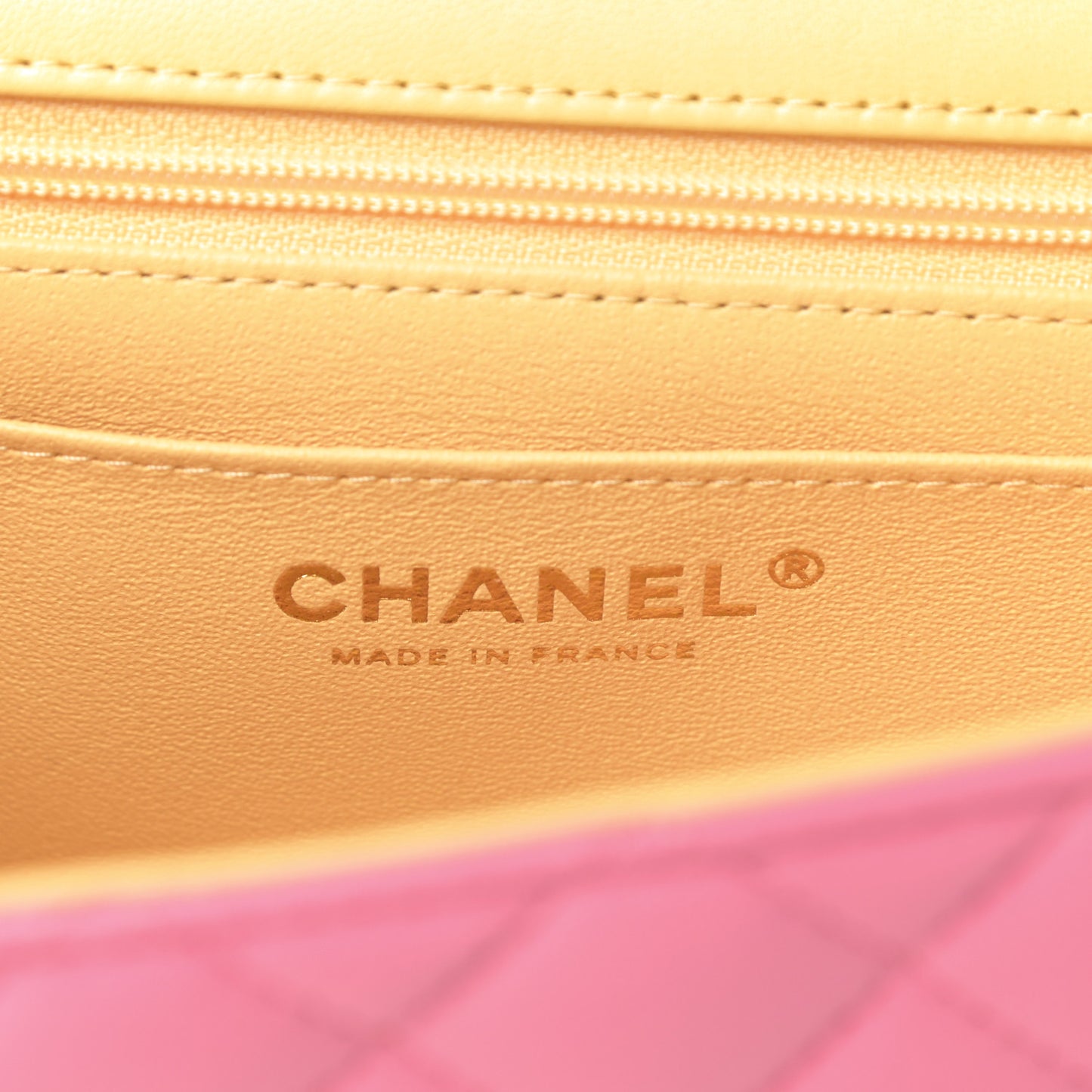 Lambskin Quilted Mini Rectangular Flap Pink Yellow