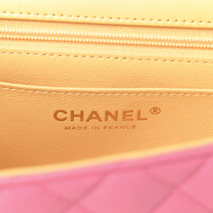 Chanel Lambskin Quilted Mini Rectangular Flap Pink Yellow 6 of 10