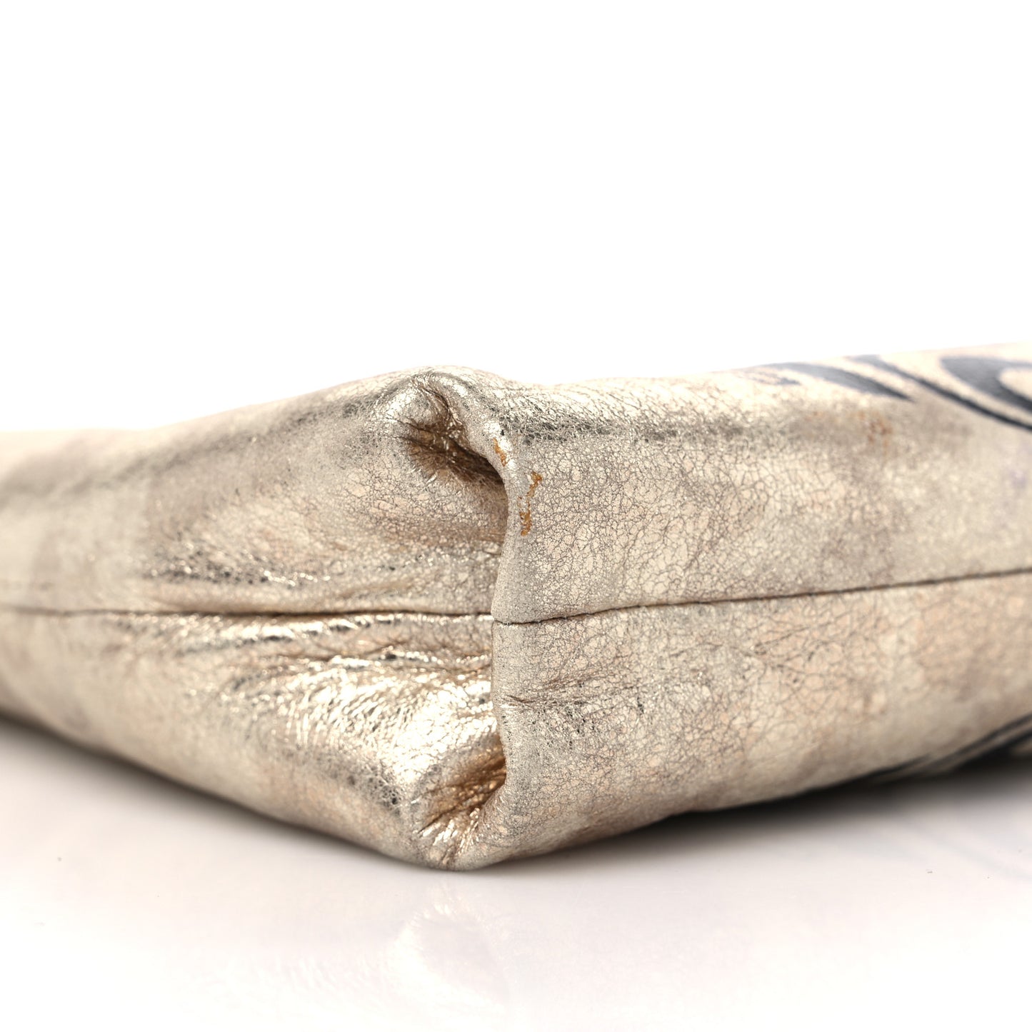 Metallic Lambskin Print Clutch Gold