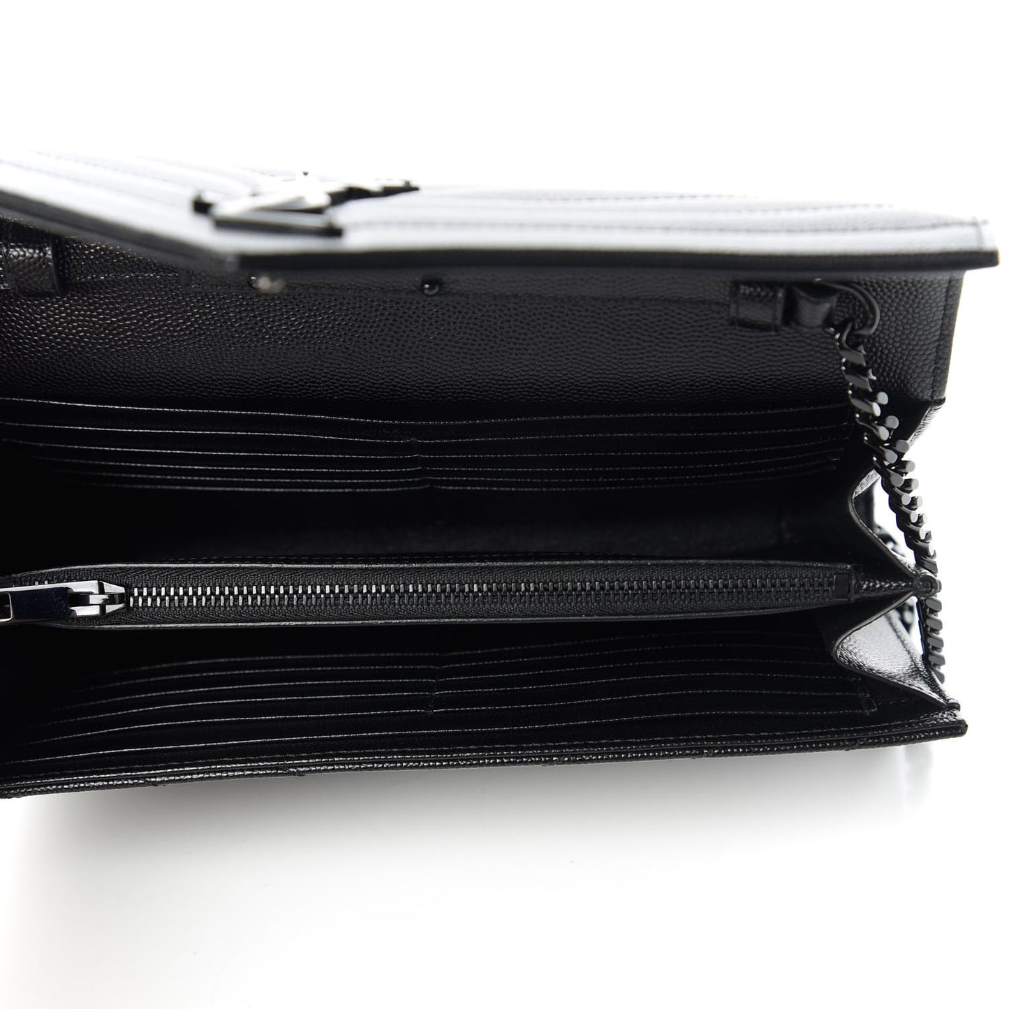 Grain De Poudre Matelasse Chevron Monogram Chain Wallet Black