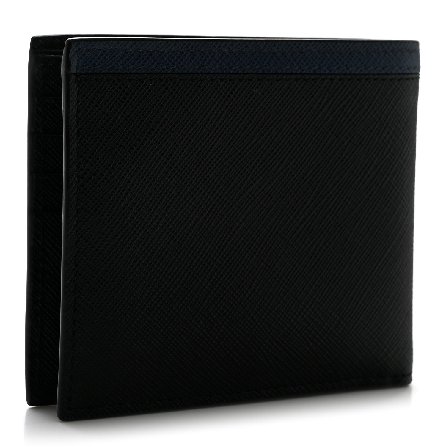 Prada Saffiano Bi-Fold Wallet Black Bluette 3 of 7