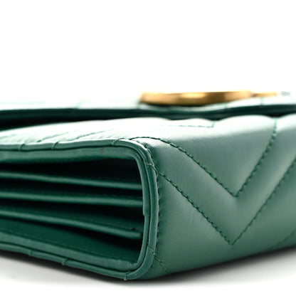 Gucci Calfskin Matelasse GG Marmont Chain Wallet Emerald Green 9 of 10