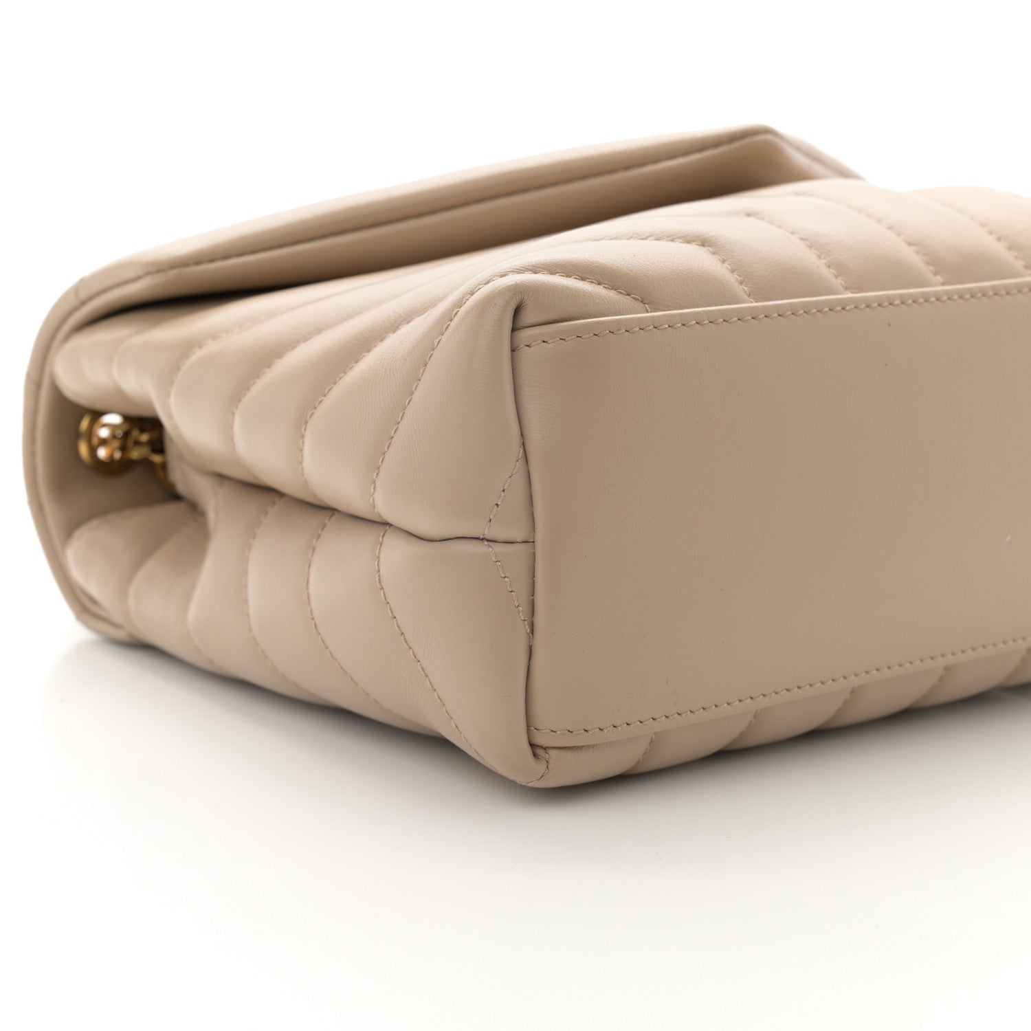 Saint Laurent Calfskin Y Quilted Monogram Small Loulou Chain Satchel Dark Beige 10 of 12