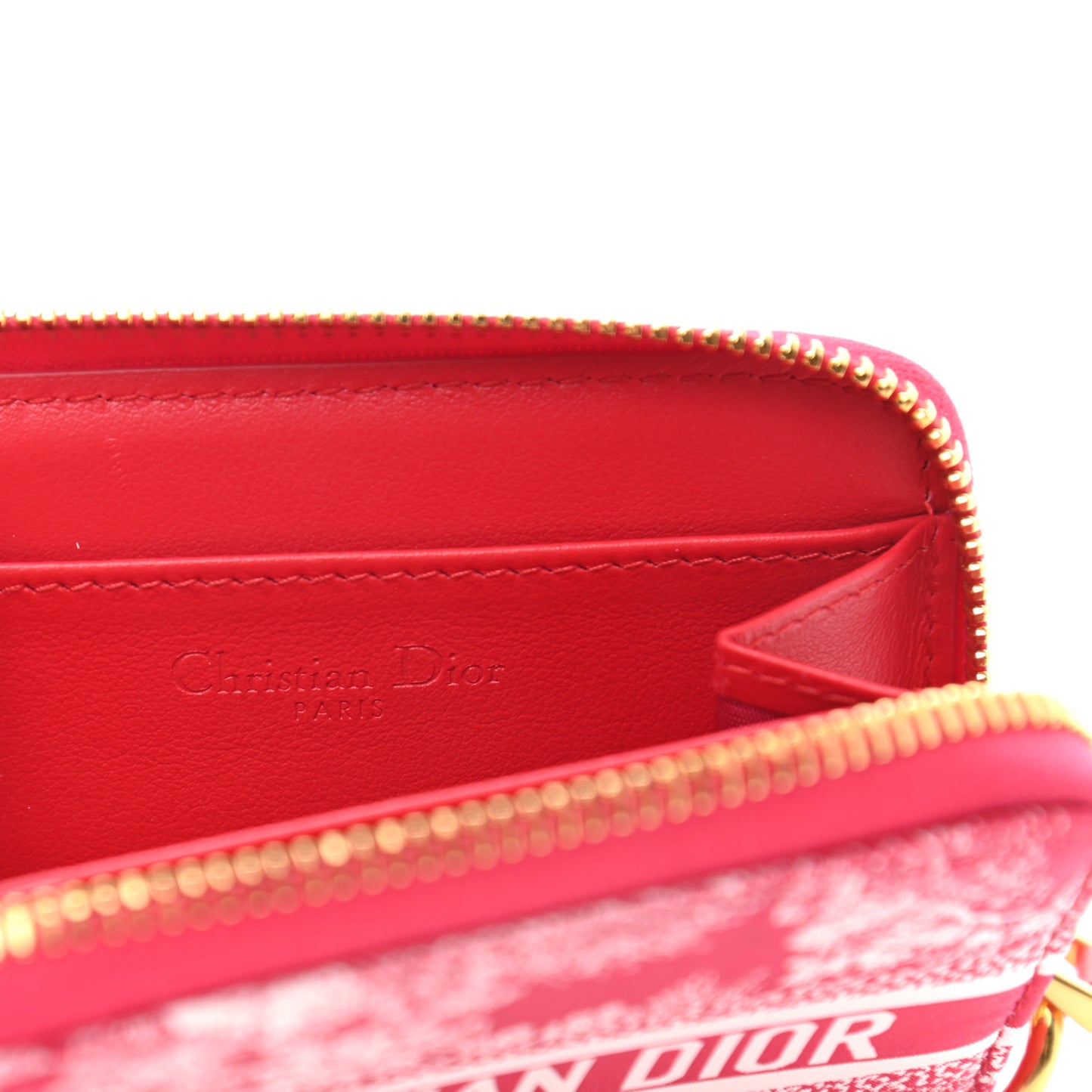 Technical Fabric Embroidered Toile De Jouy DiorTravel Detachable Card Holder Red