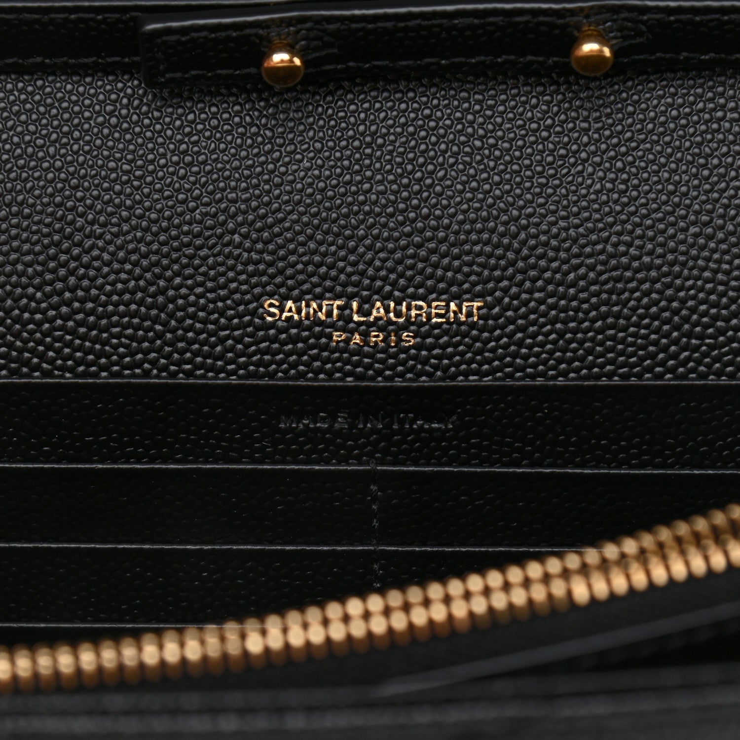 Saint Laurent Grain De Poudre Matelasse Chevron Monogram Chain Wallet Black 8 of 10