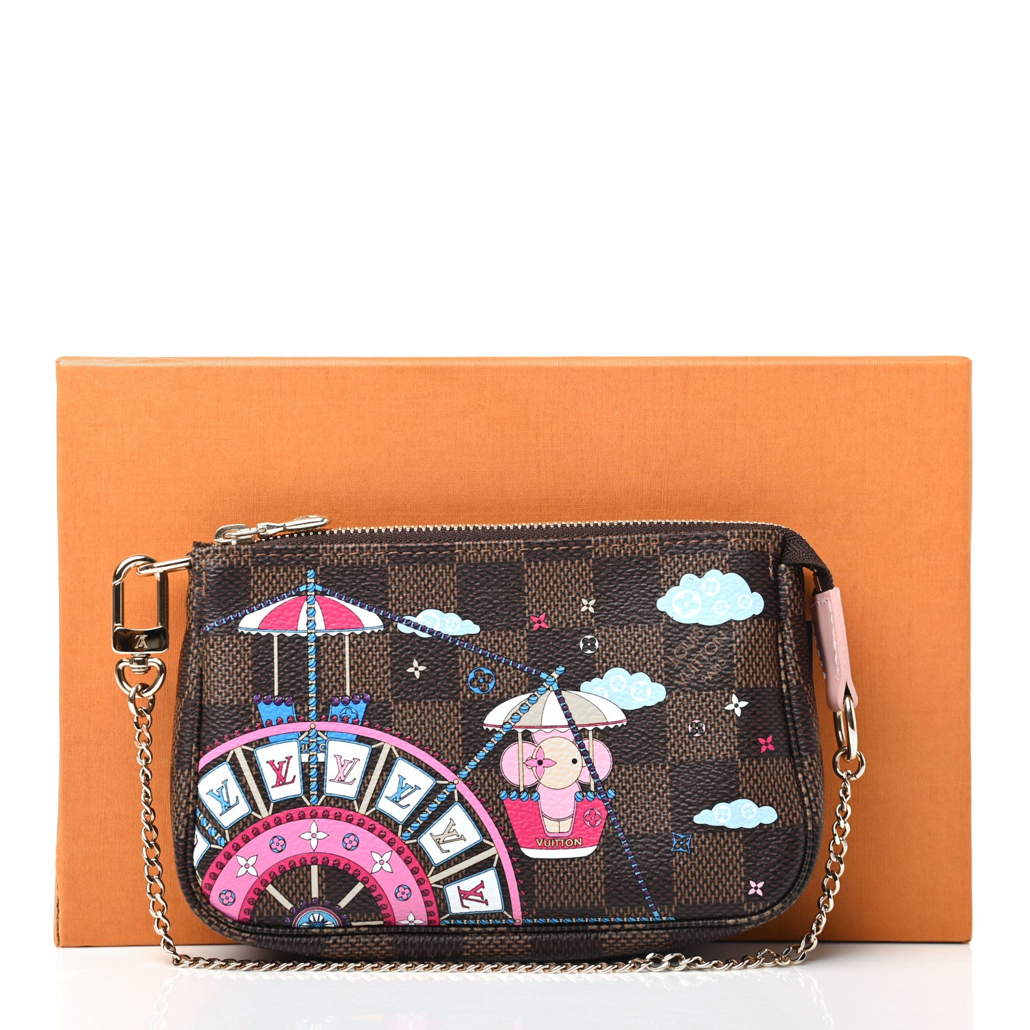 Louis Vuitton Damier Ebene 2020 Christmas Animation Big Wheel Mini Pochette Accessories Rose Ballerine 8 of 8