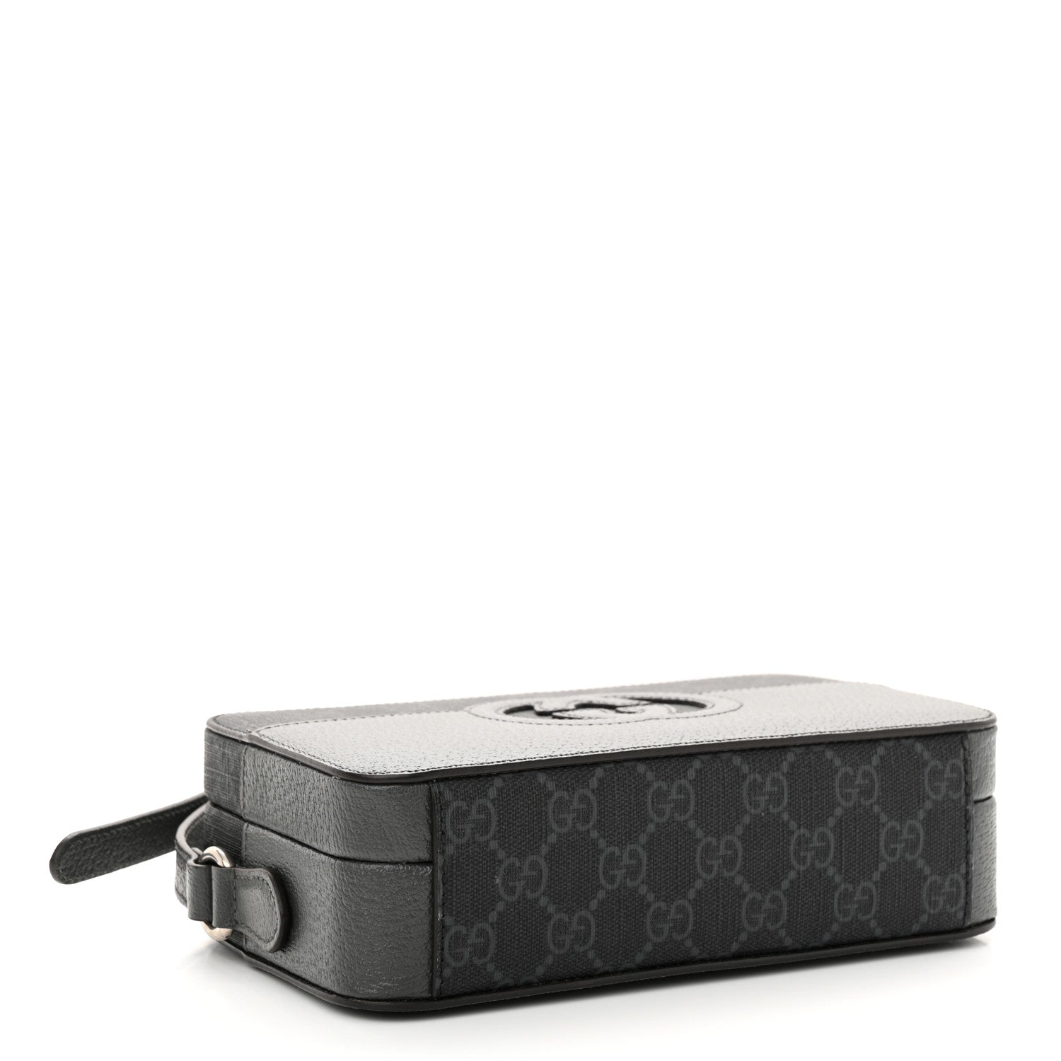 Gucci GG Supreme Monogram Textured Dollar Calfskin Mini New Basket Shoulder Bag Black Grey 4 of 12