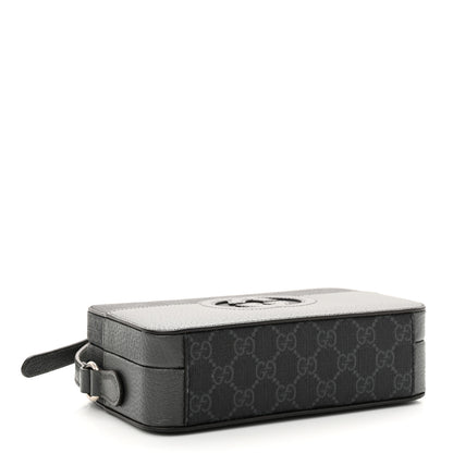 Gucci GG Supreme Monogram Textured Dollar Calfskin Mini New Basket Shoulder Bag Black Grey 4 of 12