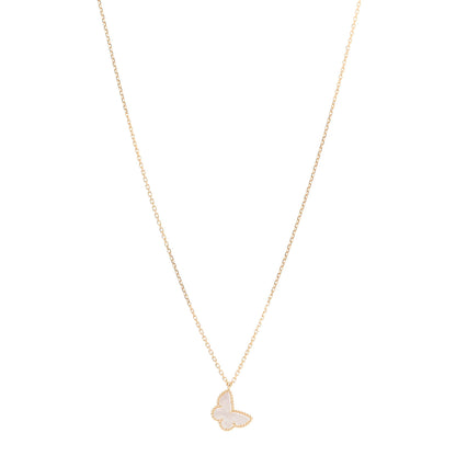 Van Cleef & Arpels 18K Yellow Gold Mother of Pearl Sweet Alhambra Butterfly Pendant Necklace 1 of 7