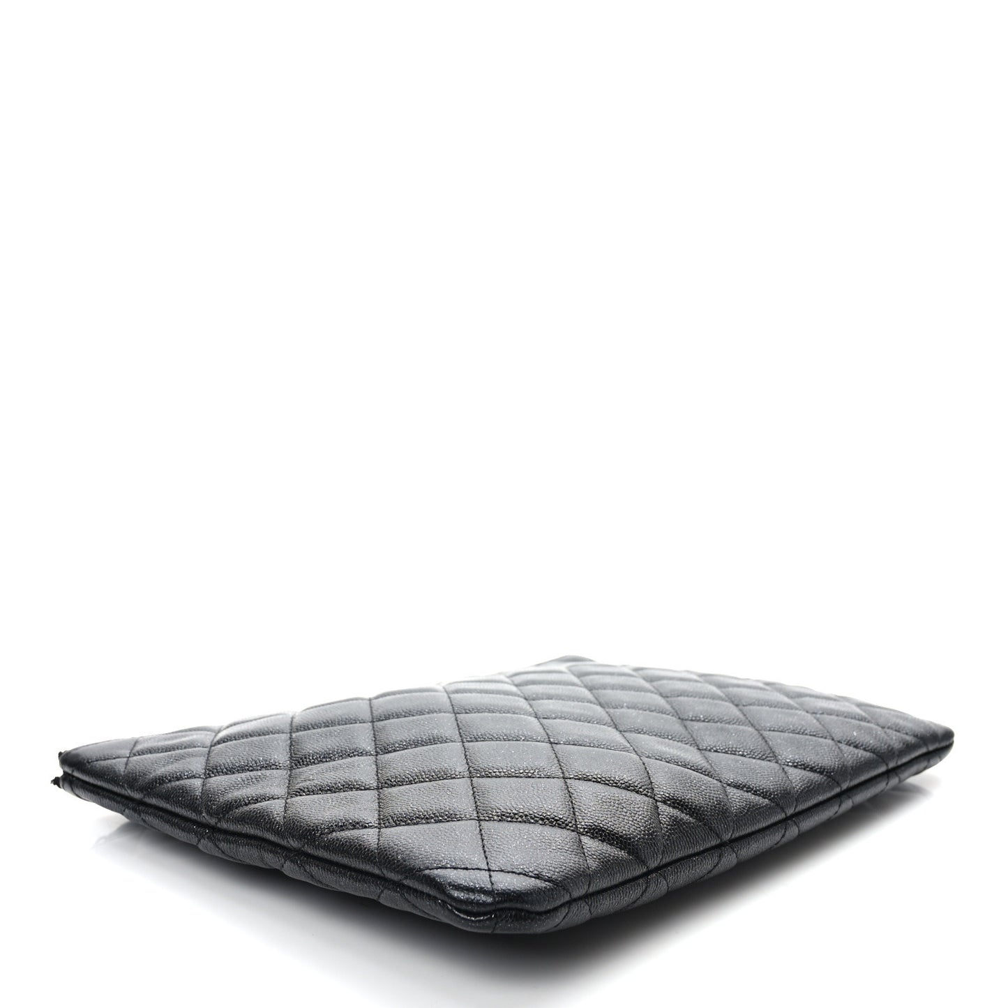 Iridescent Caviar Quilted Medium Cosmetic Case Black