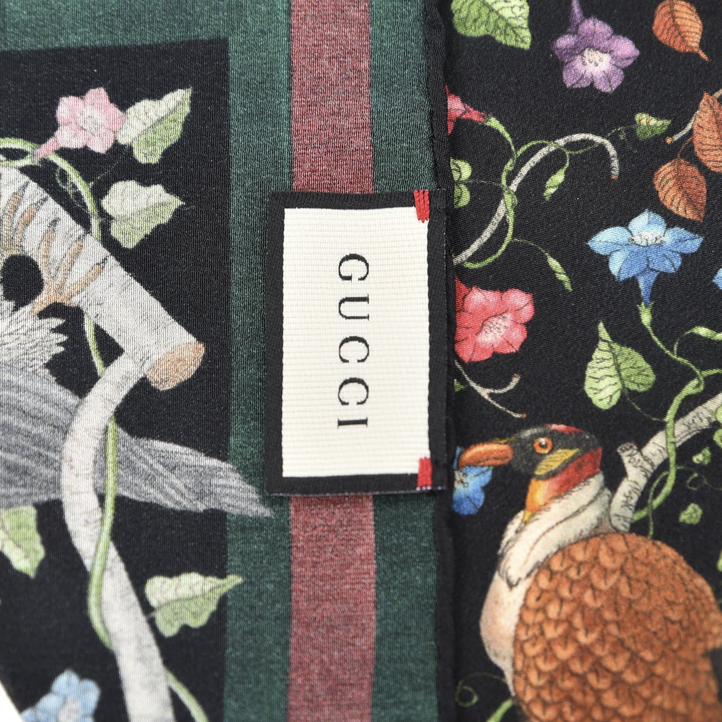 Silk Floral Condor Square Handkerchief Black
