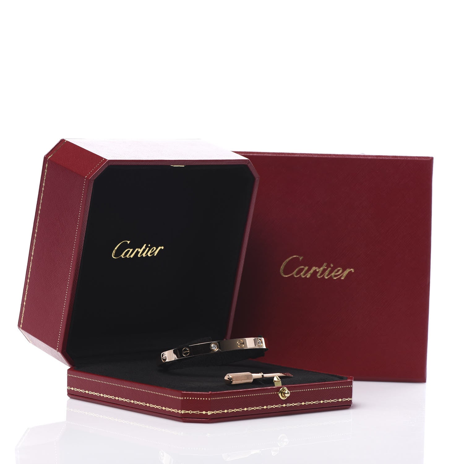 Cartier 18K Pink Gold 4 Diamond LOVE Bracelet 18 9 of 9