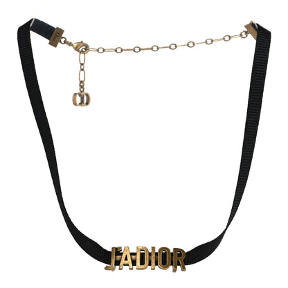 Christian Dior Grosgrain Ribbon J'Adior Logo Choker Necklace Black 3 of 4