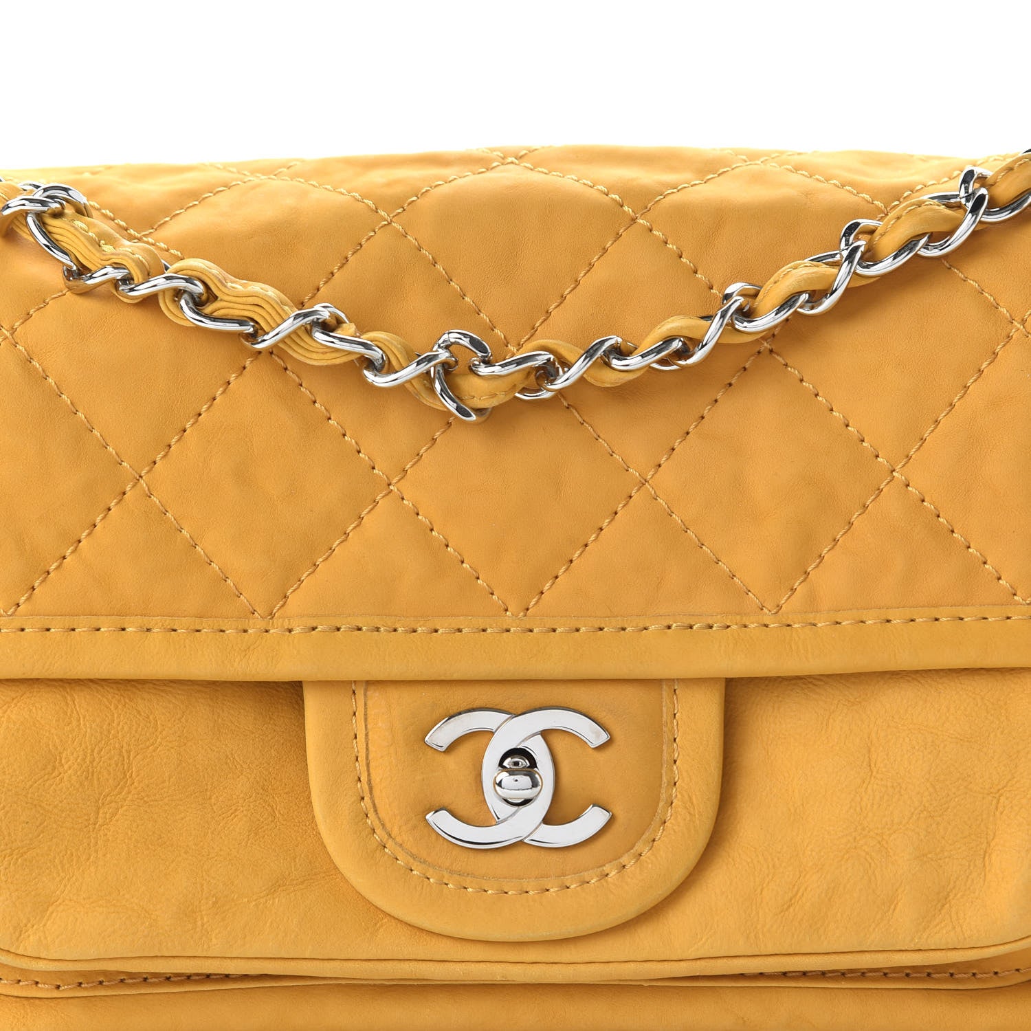 Chanel Ultra Soft Suede Calfskin Natural Beauty Flap Bag Yellow 10 of 10