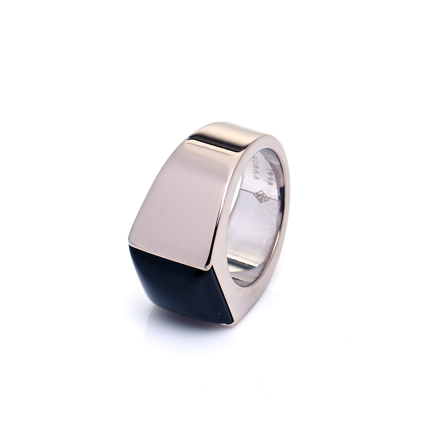 Cartier 18K White Gold Black Onyx Tank Ring 53 6.5 6 of 7