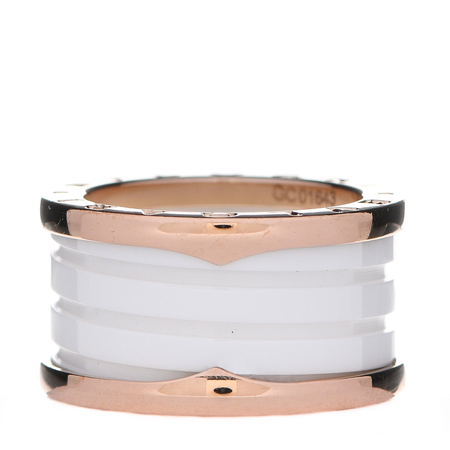 18K Rose Gold White Ceramic B.Zero1 Four-Band Ring 53 6.25
