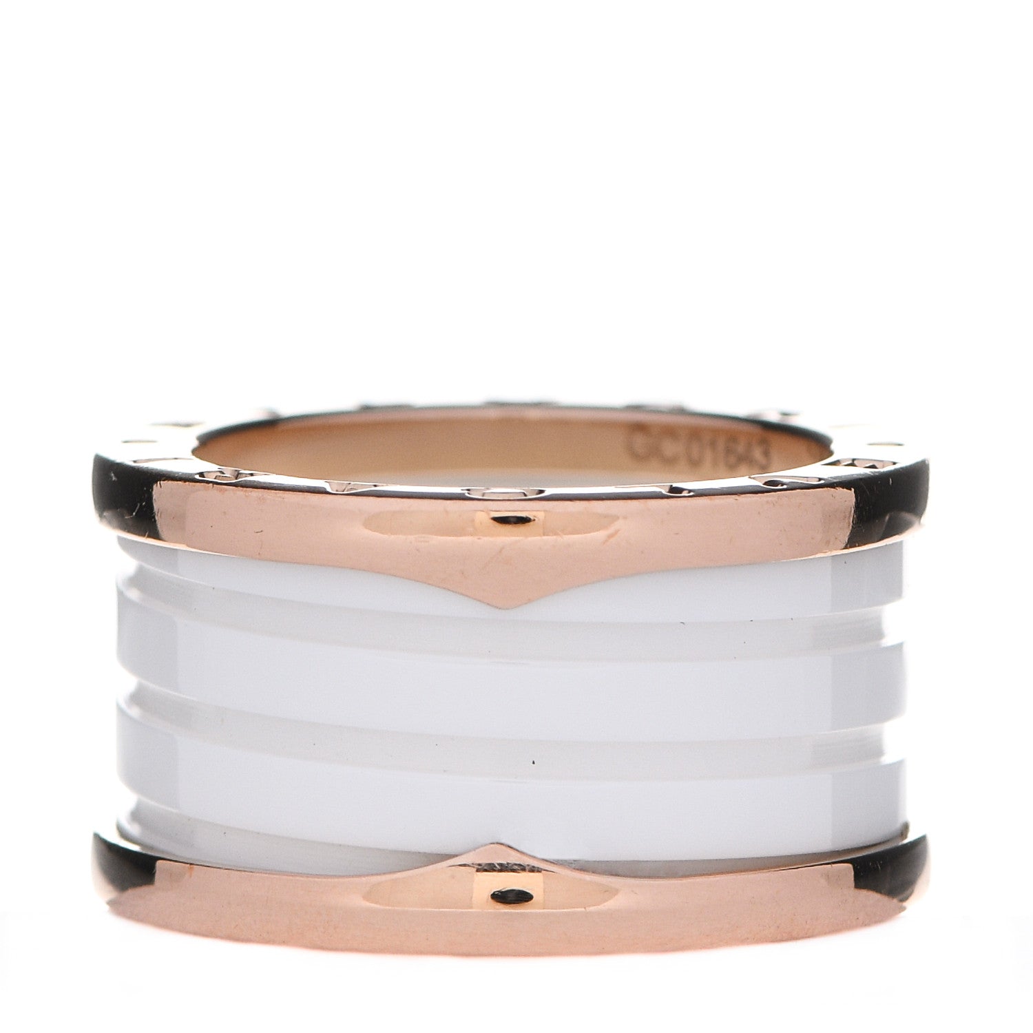 Bulgari 18K Rose Gold White Ceramic B.Zero1 Four-Band Ring 53 6.25 3 of 7