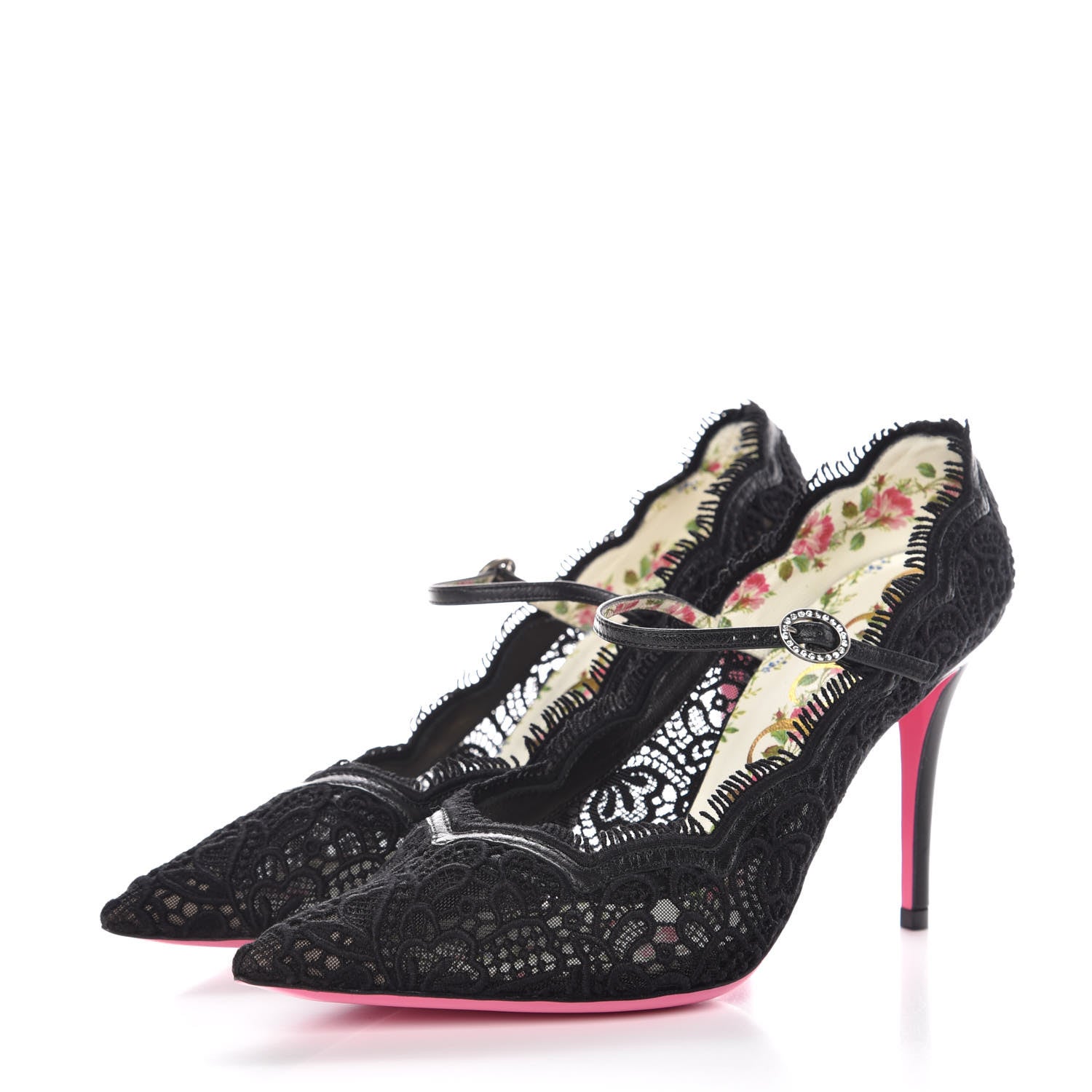 Gucci Lace Pizzo Venice Pumps 38.5 Black 3 of 9