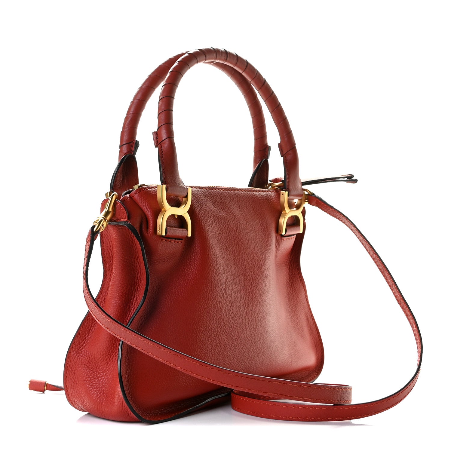 Chloe Calfskin Small Marcie Satchel Dahlia Red 2 of 8