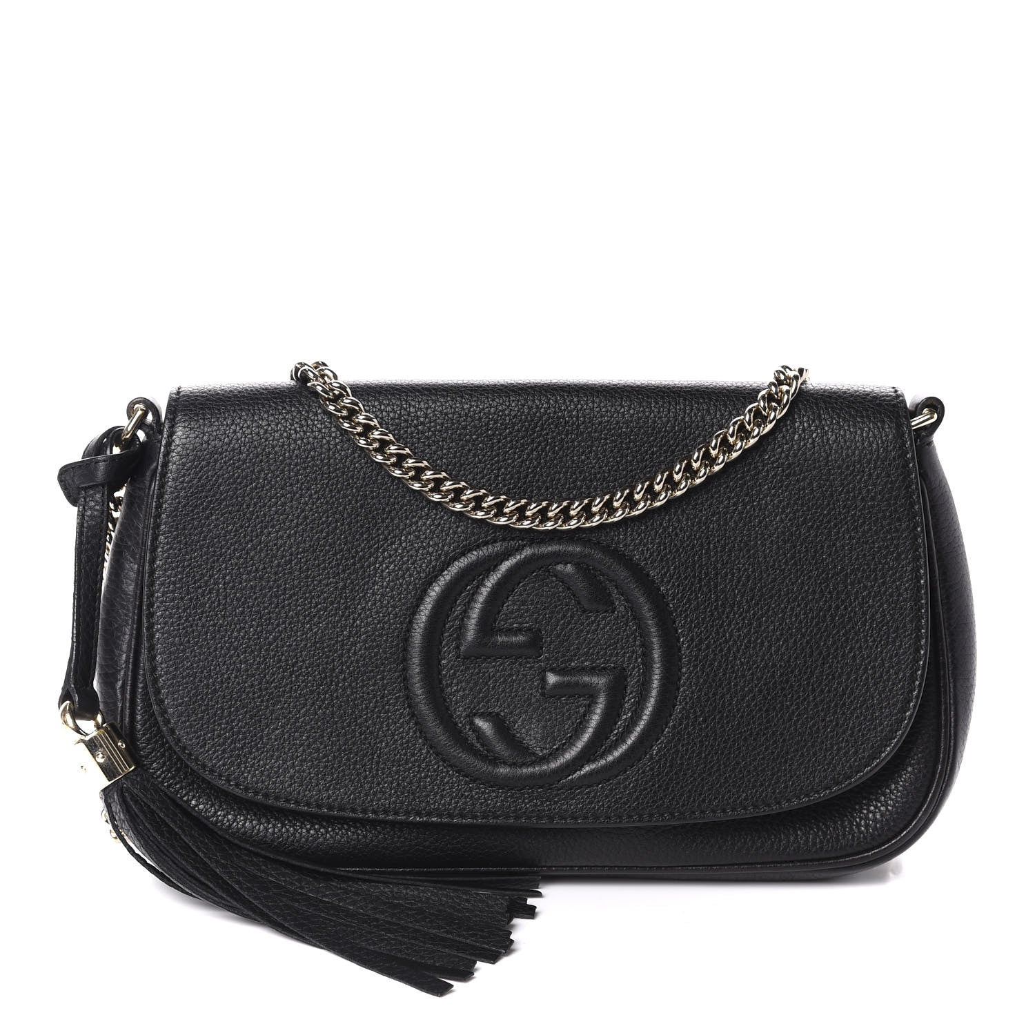 Gucci Pebbled Calfskin Medium Soho Flap Crossbody Black 1 of 10