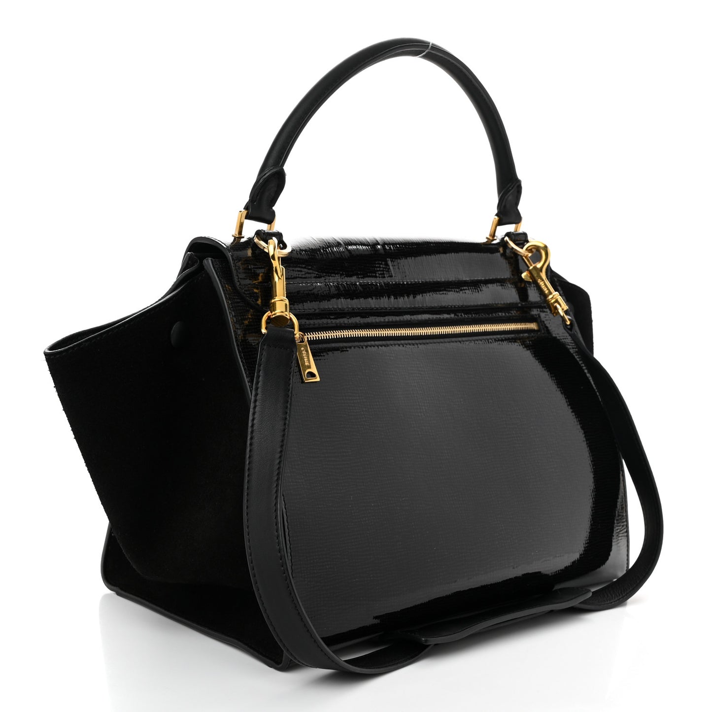 Patent Suede Medium Trapeze Black