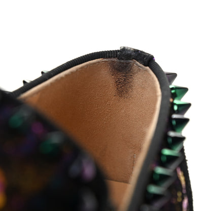Christian Louboutin Metallic Veau Velours Pik Boat Studded Womens Slip On Sneakers 36 Black Multicolor 8 of 10