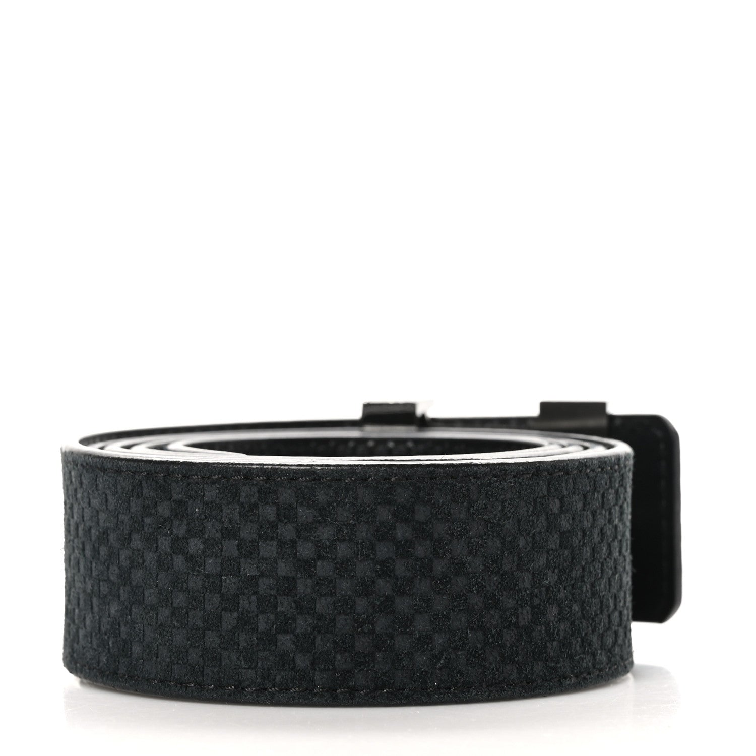 Louis Vuitton Suede Calfskin Mini Damier 40mm LV Initiales Belt 105 42 Black 2 of 7