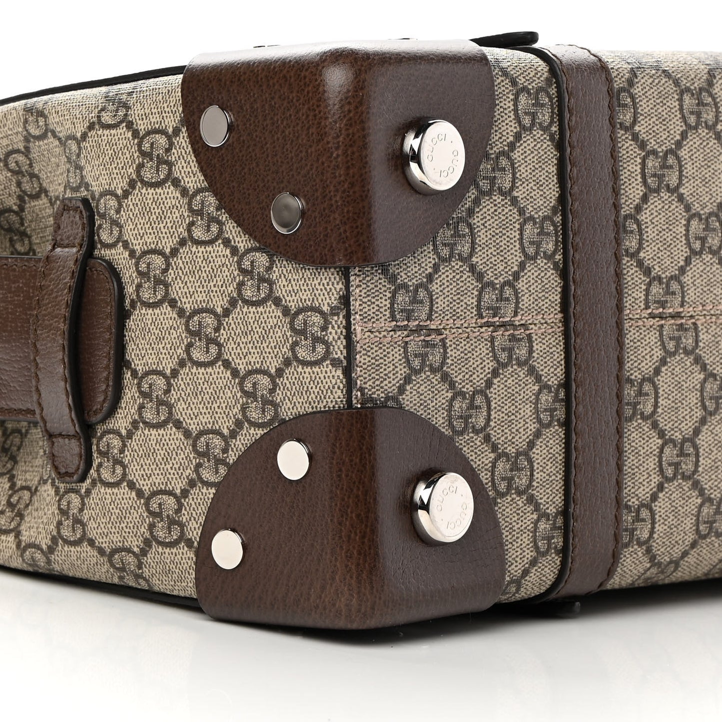 GG Supreme Monogram Textured Dollar Calfskin Small Detail Tote Beige Ebony New Acero