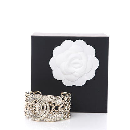 Chanel Crystal Pearl Chain CC Cuff Gold 3 of 3
