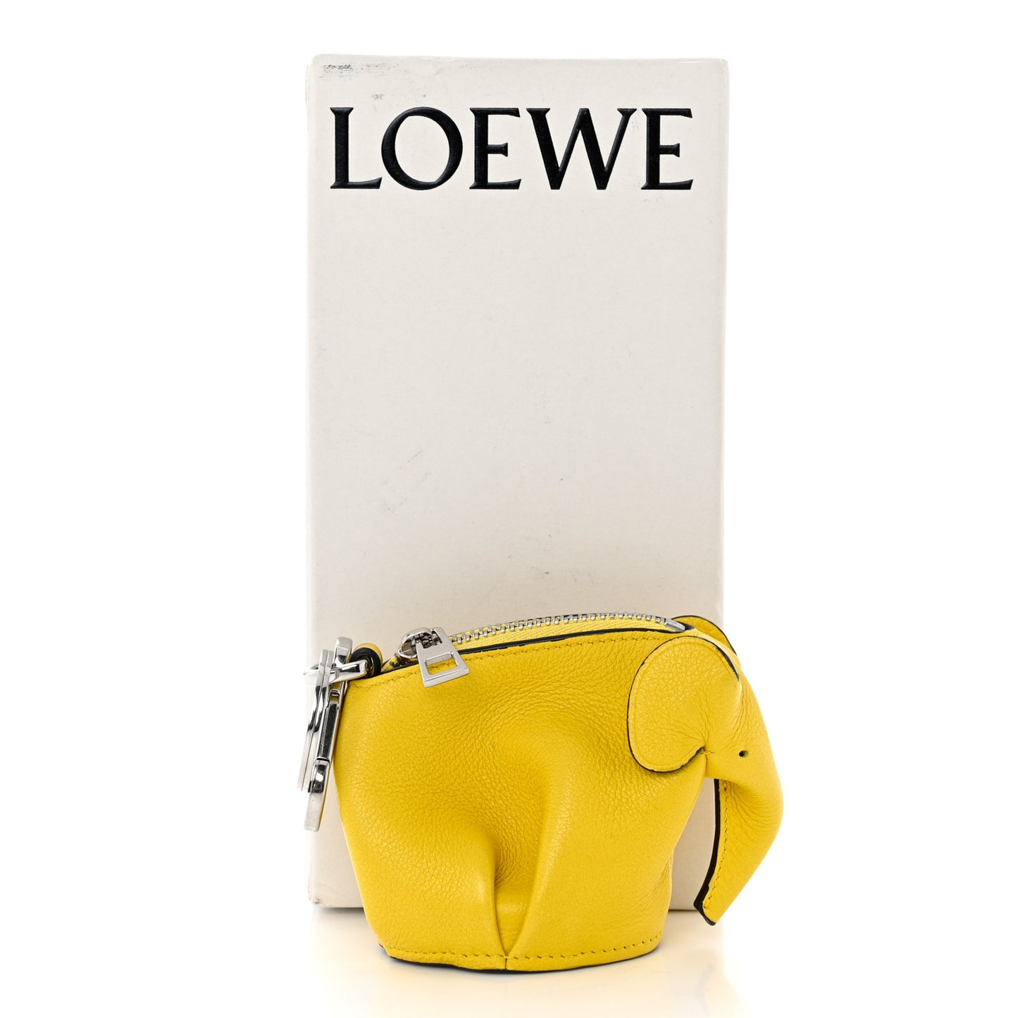 Calfskin Elephant Coin Purse Bag Charm Key Holder Yellow