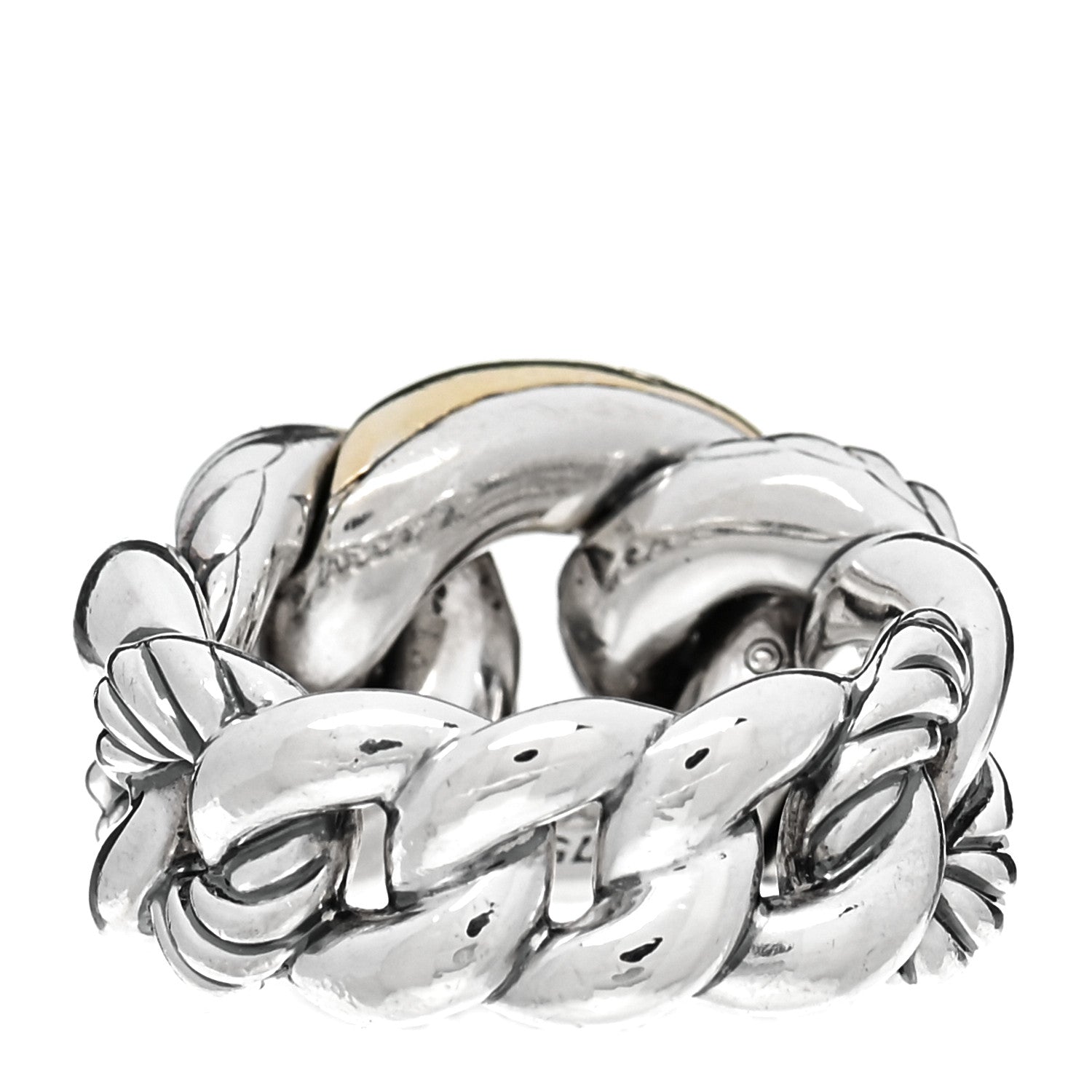David Yurman Sterling Silver 18K Yellow Gold Belmont Ring 53 6.5 3 of 4