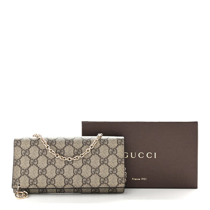 Gucci GG Supreme Monogram GG Pierce Chain Clutch Wallet Beige Ebony Black 10 of 10