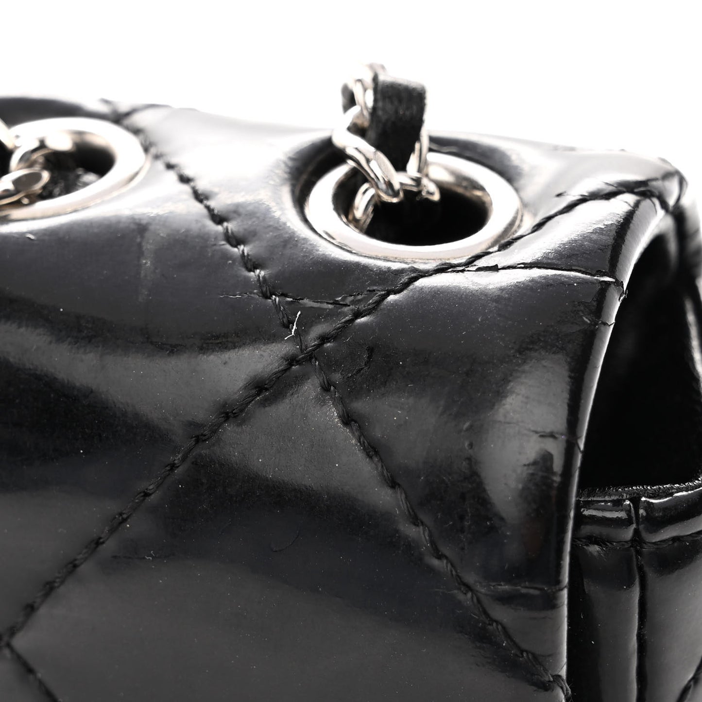 Patent Quilted Mademoiselle East West Flap Black