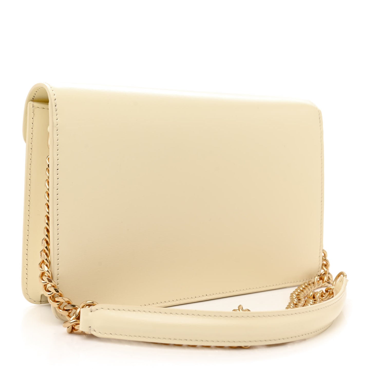 Shiny Calfskin Triomphe Margo Wallet on Chain Sunlight