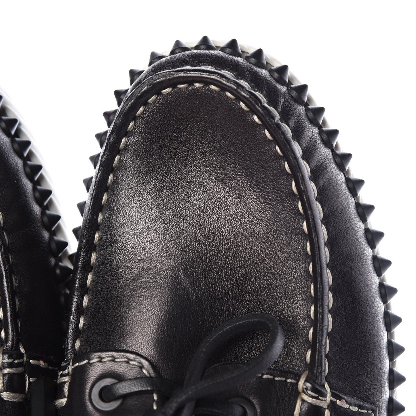 Calfskin Mens Steckel Spikes Boat Shoe 39 Black