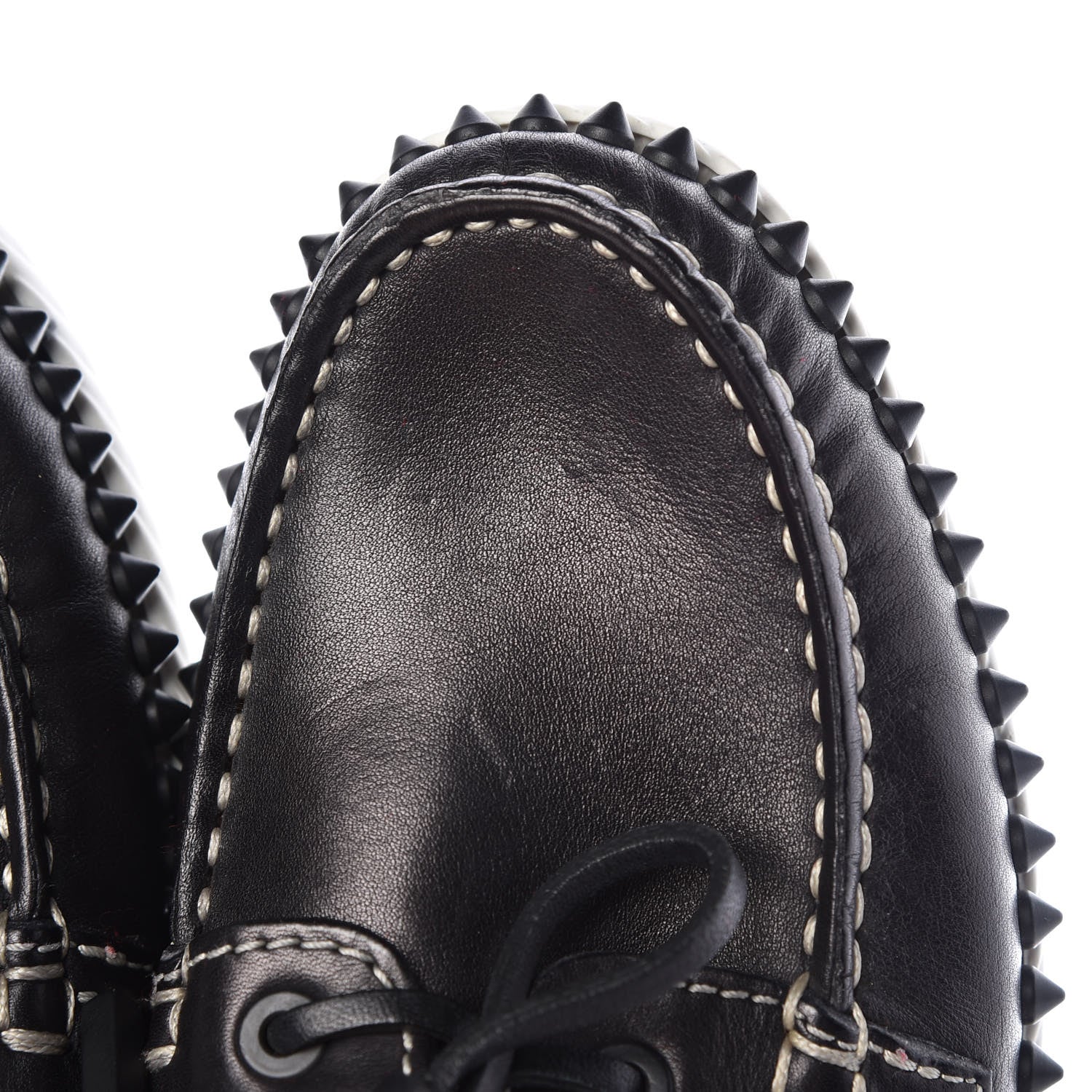 Christian Louboutin Calfskin Mens Steckel Spikes Boat Shoe 39 Black 9 of 11