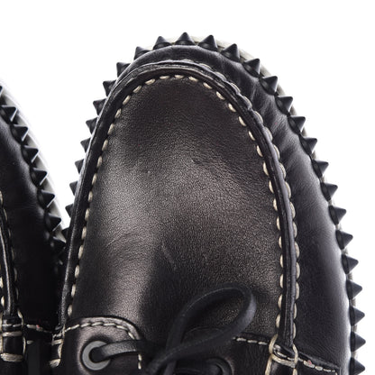 Christian Louboutin Calfskin Mens Steckel Spikes Boat Shoe 39 Black 9 of 11
