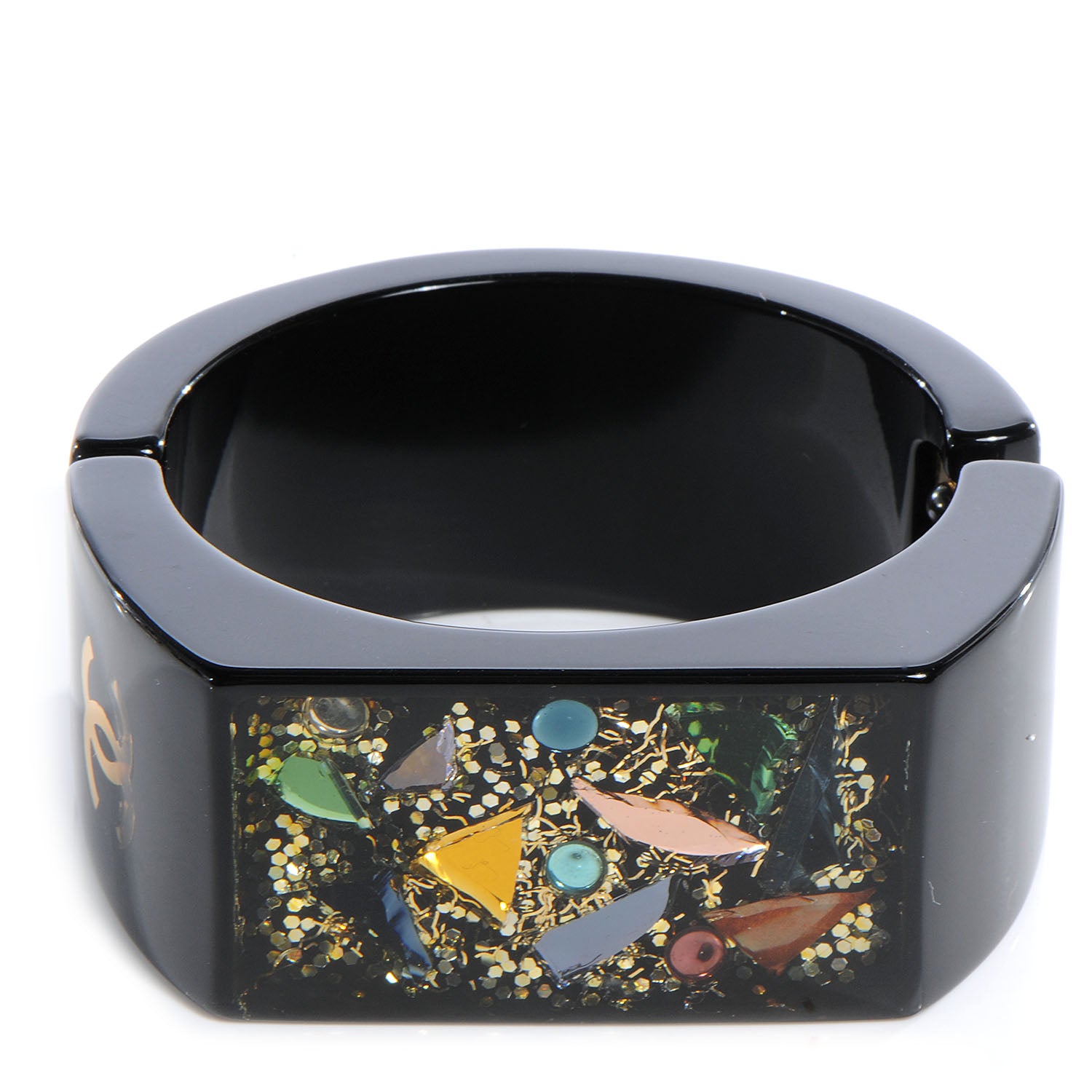 Chanel Resin Confetti CC Cuff Black 1 of 5