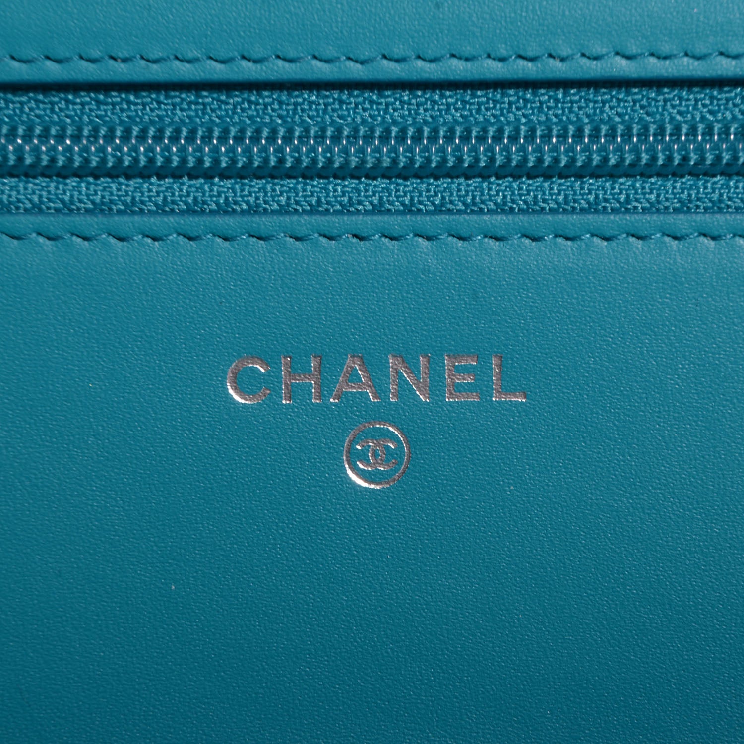 Chanel Patent Wallet On Chain WOC Turquoise Blue 6 of 9