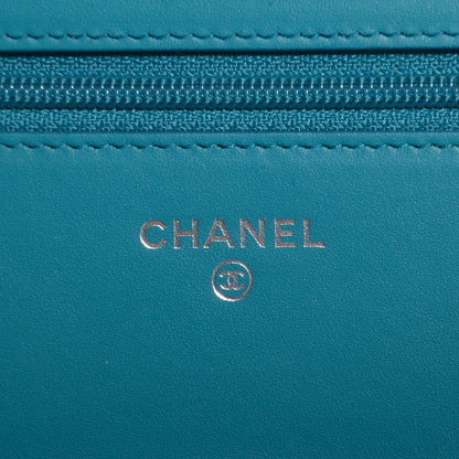 Chanel Patent Wallet On Chain WOC Turquoise Blue 6 of 9