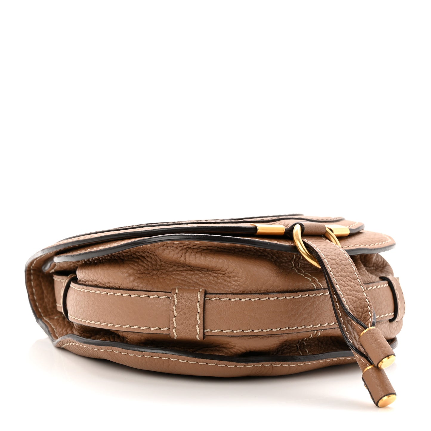 Calfskin Mini Marcie Round Crossbody Bag Nut