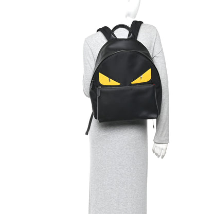 Fendi Nylon Vitello Liberty Vitello Dolce Monster Eyes Rounded Backpack Black Sunflower 2 of 12