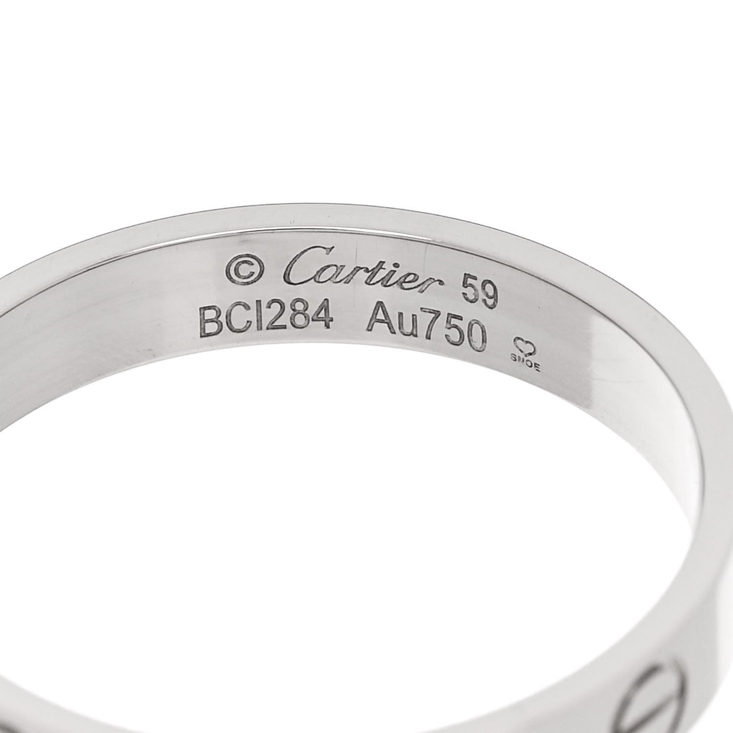 18K White Gold 3.5mm LOVE Wedding Band Ring 59 8.75
