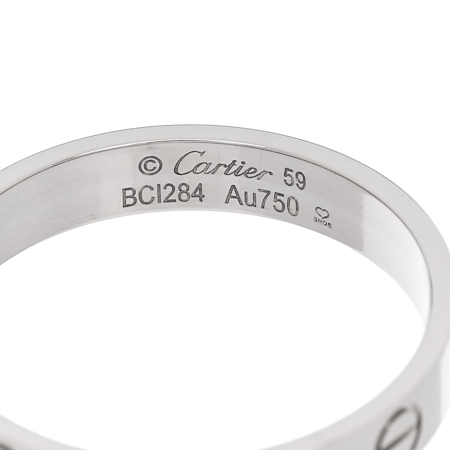 Cartier 18K White Gold 3.5mm LOVE Wedding Band Ring 59 8.75 4 of 5