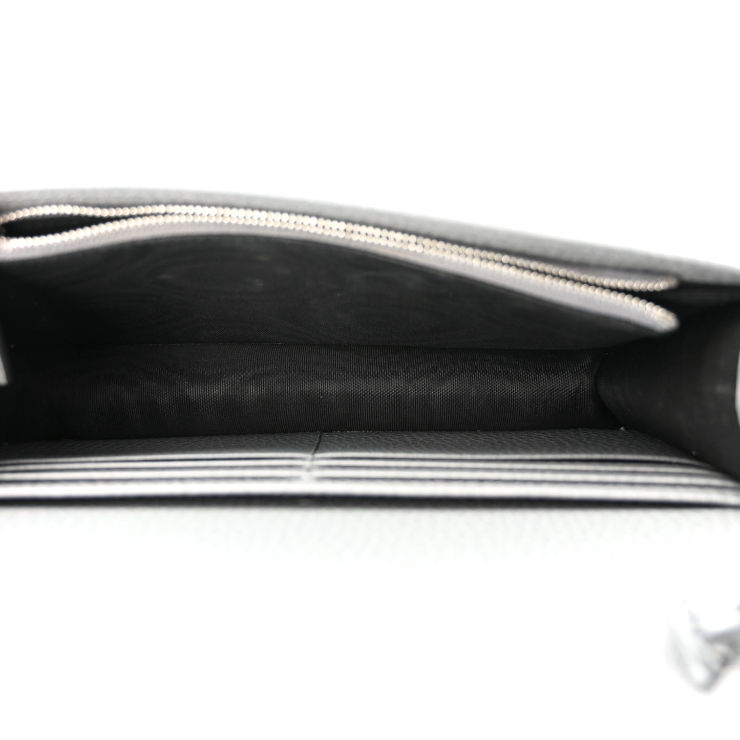 Dollar Calfskin Enamel Monochrome Mini GG Marmont Chain Wallet Deep Grey