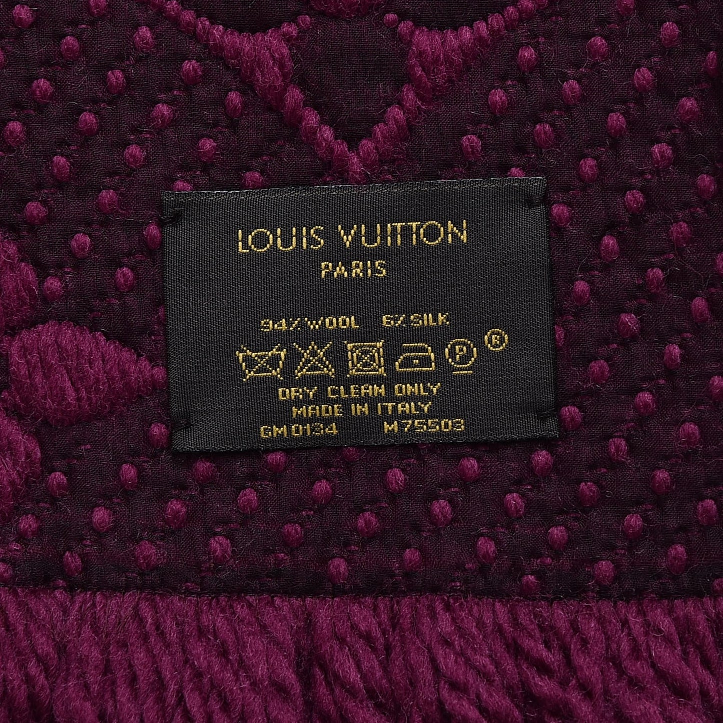 Wool Silk Logomania Scarf Cherry