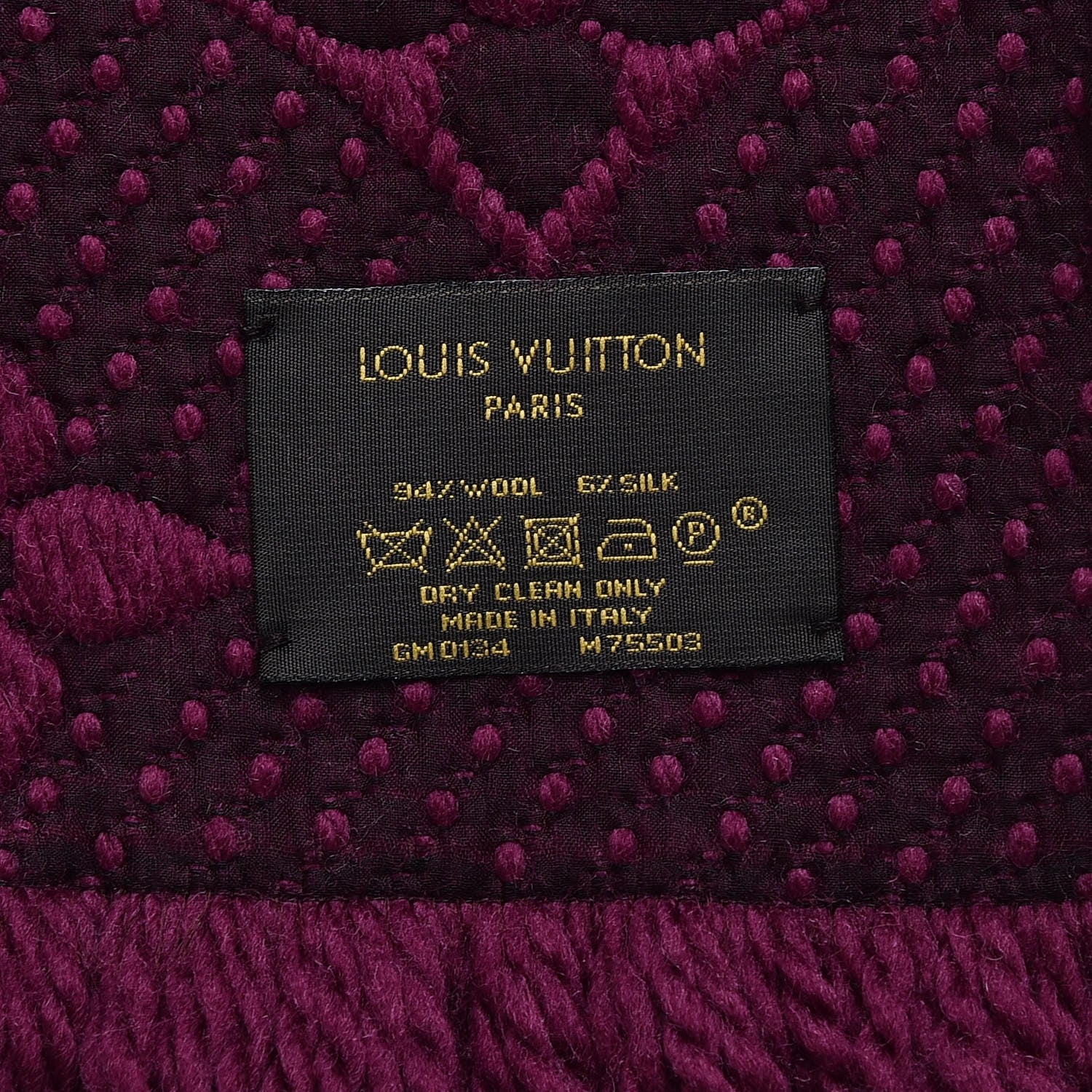 Louis Vuitton Wool Silk Logomania Scarf Cherry 4 of 4