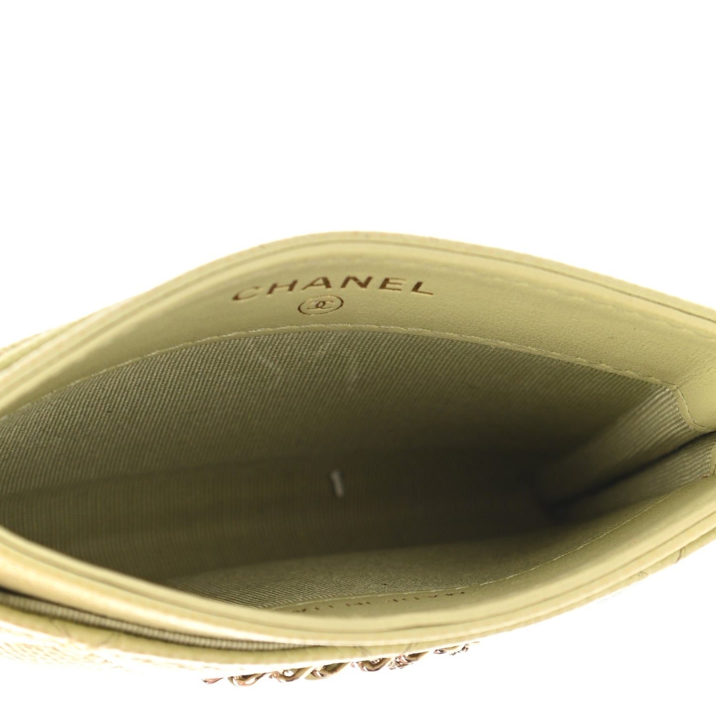 Caviar Quilted French New Wave Card Holder Light Green